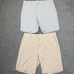Peter Millar Performance Shorts Mens Size 38 Golf Gray Tan‎ Stretch Set Of 2